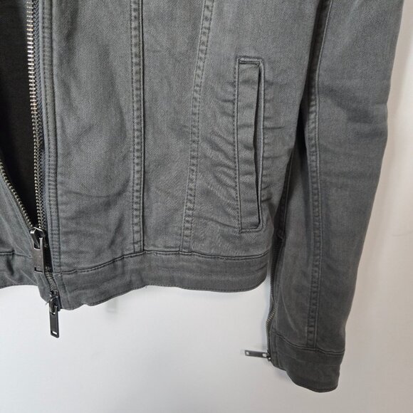 John Varvatos Men's Size M Scott Denim Hooded Shark Gray Trucker Jacket - Picture 5 of 12